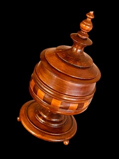A 19th Century Tobacco Jar on Stand. Staved Construction.