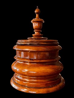 A Beautiful 19th Century Walnut Tobacco Jar.