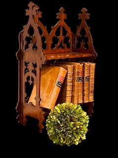 A Beautiful English 19th Century Mahogany Small Book Stand in Neo-Gothic Style.