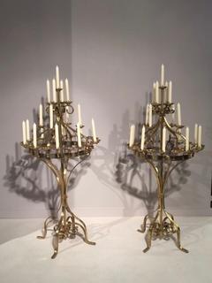 A Pair of Floor Standing Victorian Brass Candelabras. Ca. 1860 Sheffield.