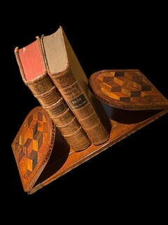 An English 19th Century Tunbridge Ware Book Stand with Cube Pattern and Mosaic Border.idge