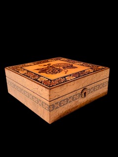 An English 19th Century ' Tunbridge Ware ' Handkerchief Box Ca 1865.