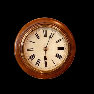 An English Antique Oak Round Wall Clock.
