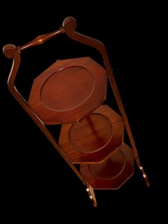 An English Edwardian Folding Mahogany Cakestand.