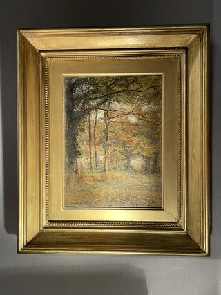 An English End 19th Century Painting. Charles Leaver Shaw. ' Cottage in the Woods '. Oil on Canvas. Ca 1881.